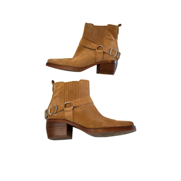 Sam Edelman Bellamie Bootie Ankle Boots Western Camel Suede Women's Size 8 - Picture 5 of 8